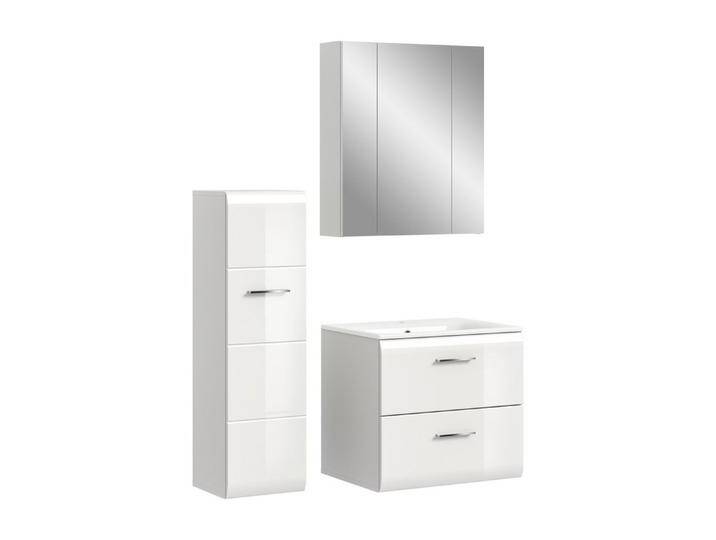 furnling Badmöbel-Set Ivy, (3-St., Spiegelschrank, Standschrank, Waschbeckenunterschrank mit Waschbecken), Badmöbel, Komplett-Set, Hochglanz Front, Breite 105 cm von OTTO