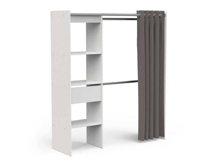 habeig Kleiderschrank begehbar, mit Vorhang, 192cm hoch, Variable Breite von 110-170cm, 48kg in der Breite variabel von 110 - 170 cm, weiß von OTTO