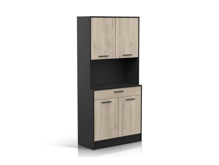 habeig Küchenregal Küchenschrank 344 Eiche-schwarz Küchenregal Küchenmöbel Singleküche, weiß, Front Holz von OTTO