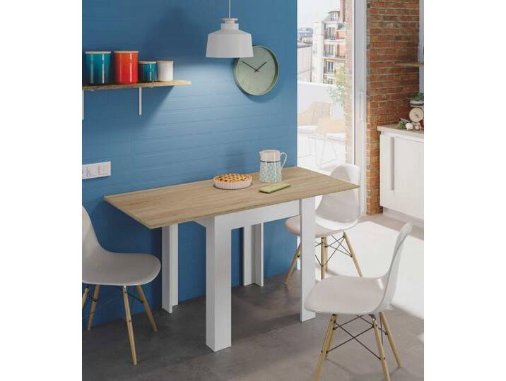 habeig Küchentisch Esszimmertisch Esstisch Klapptisch Tisch Küche klappbar weiß 134x78cm, Tischplatte ausklappbar, weiß von OTTO