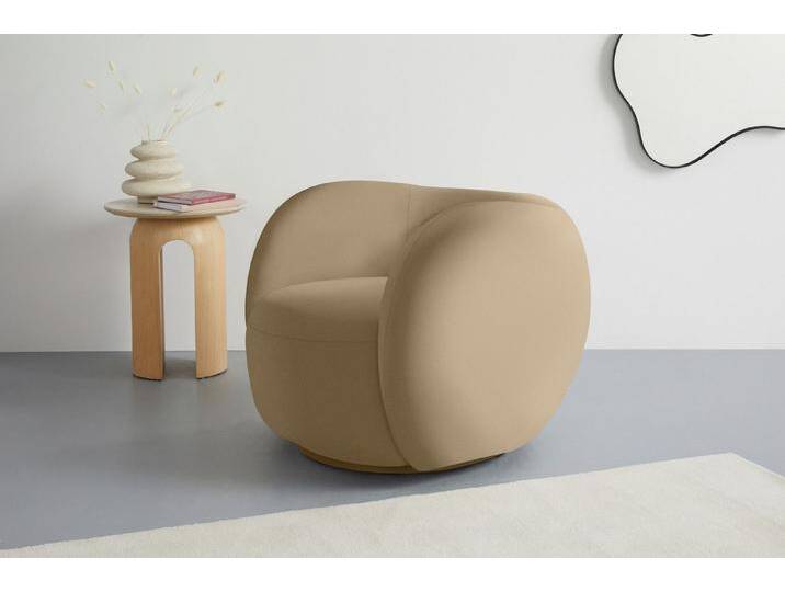 homsy by Ana Johnson Sessel Pebbla, exklusiver, formschöner Designsessel, Drehsessel, Mit oder ohne Drehfunktion, in Luxus-Microfaser oder Chenille, beige von OTTO