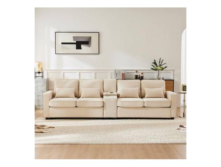 i@home 4-Sitzer 4-Sitzer-Sofa aus Leinenstoff,2 Getränkehaltern,2 USB-Anschlüssen, zum Aufladen mit Kabel,mit Armlehnentaschen und 4 Kissen, einfaches Sofa, hohe Rückenlehnen i@home 4-Sitzer 4-Sitzer-Sofa aus Leinenstoff,2 Getränkehaltern,2 USB-Anschlüssen, zum Aufladen mit Kabel,mit Armlehnentaschen und 4 Kissen, einfaches Sofa, hohe Rückenlehnen von OTTO