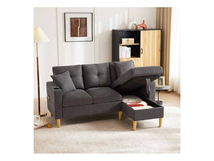 i@home Ecksofa L-förmiges modernes Sofa, 3-Sitzer-Sofa mit Chaiselongue, Stauraum, L-förmiges Schlafsofa mit integriertem Stauraum, grau, Hellgrau von OTTO