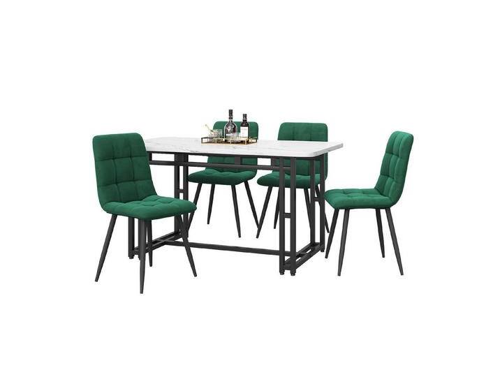 i@home Essgruppe Schwarz Esstisch mit 4 Stühlen Set,Moderne Küche Esstisch Set, (5-tlg., 1 Tisch / 4Stühle), Dunkelgrüner Samt Esszimmerstühle von OTTO