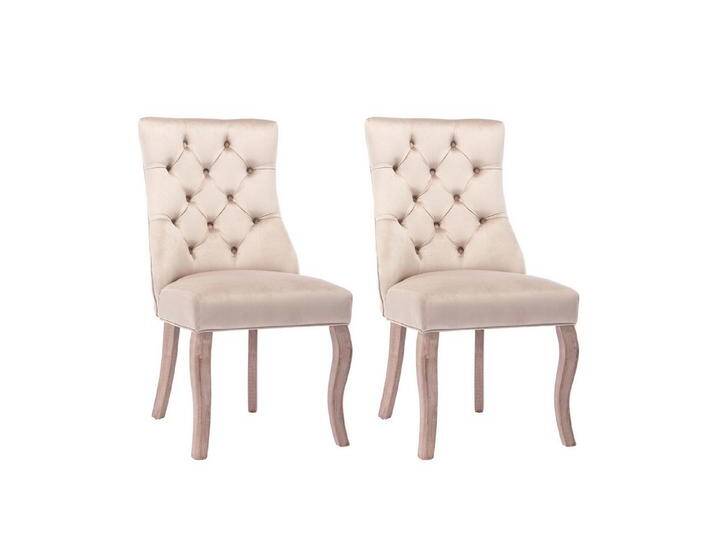 i@home Esszimmerstuhl Polsterstuhl mit Knopfsteppung, 2/4/6 Set, Gestell aus Massivholz (2 St), Bis 110 kg belastbar, beige, 2 St., Beige von OTTO