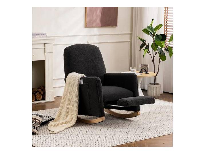 i@home Loungesessel Schaukelstuhl mit Hocker, Relaxsessel mit Ottomane (Rückenlehne für das Wohnzimmer,Teddy-Stoff, Schaukelstuhl für den Innenbereich mit hoher), Hohe Rückenlehne, Integrierter Fußhocker, Schaukelmechanismus von OTTO