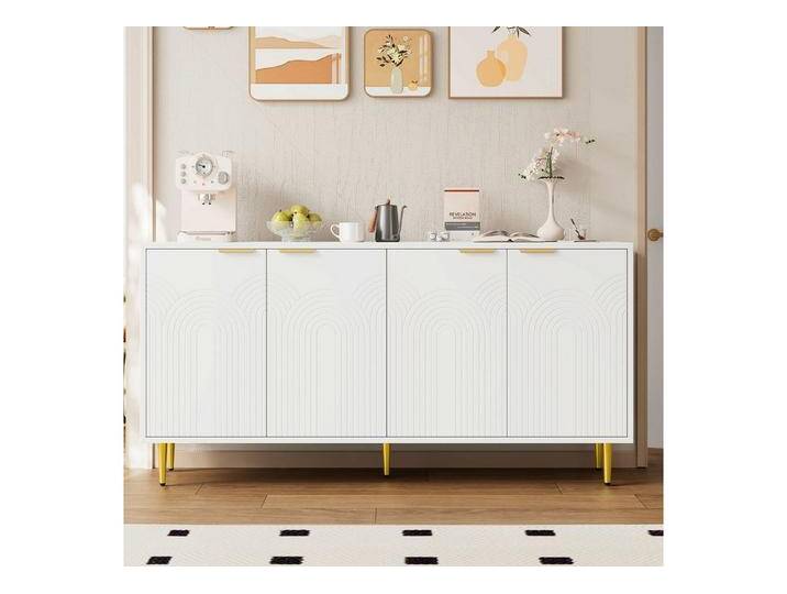 i@home Sideboard Sideboard Wohnzimmer, Kommode mit 4 Türen Goldene Gebürstete (Griffe und Hochglanz Tischbeine Komodenschrank maße160×80×40cm (B×H×T), Kombipaket (Combo Item), Multifunktional, Elegantes Design von OTTO