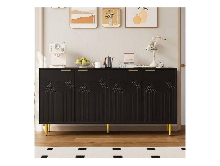 i@home Sideboard Sideboard Wohnzimmer, Kommode mit 4 Türen Goldene Gebürstete (Griffe und Hochglanz Tischbeine Komodenschrank maße160×80×40cm (B×H×T), Kombipaket (Combo Item), Multifunktional, Elegantes Design von OTTO