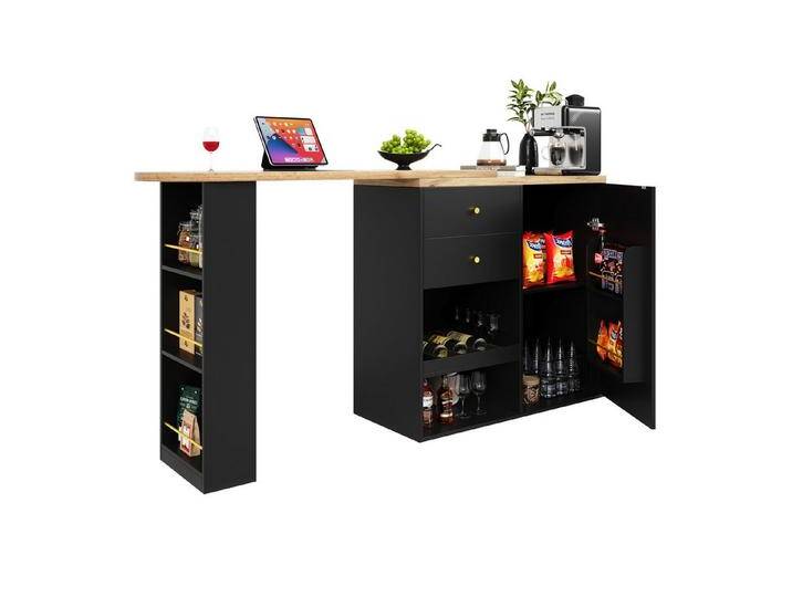 i@home Sideboard mit 360° drehbare Bartisch und Arbeitstisch (Packung Set, 1 Sideboard), mit 2 Schubladen und 3 offener Stauraum, schwarz, Schwarz von OTTO