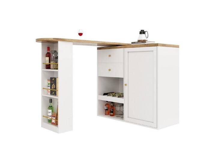 i@home Sideboard mit 360° drehbare Bartisch und Arbeitstisch (Packung Set, 1 Sideboard), mit 2 Schubladen und 3 offener Stauraum, weiß, Weiß von OTTO
