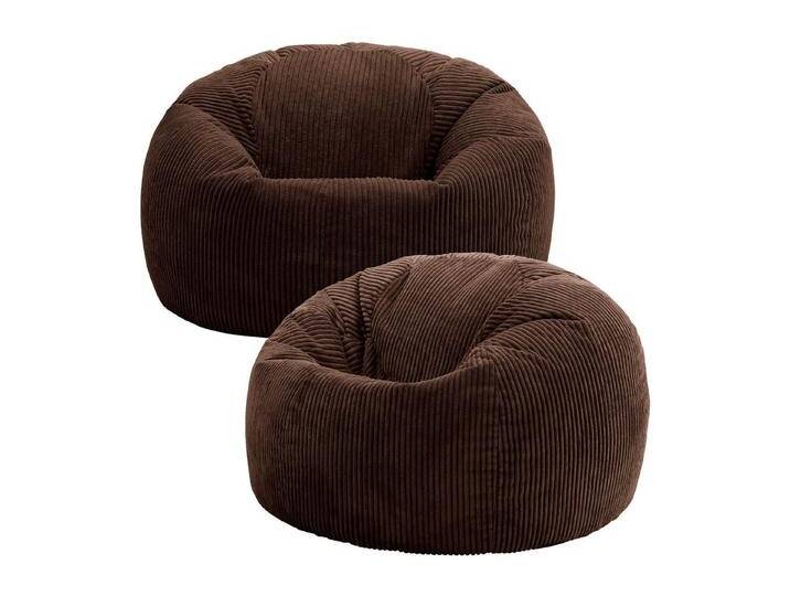 icon Sitzsack Erwachsene 2er Set Klassischer Sitzsack aus Cord „Kingston“, 85x50cm, Made in Germany, für Erwachsene & Kinder, mit Füllung, braun von OTTO