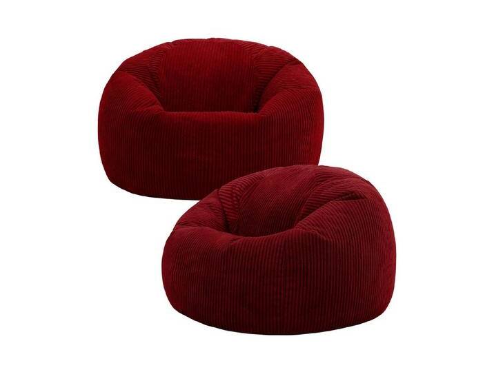 icon Sitzsack Erwachsene 2er Set Klassischer Sitzsack aus Cord „Kingston“, 85x50cm, Made in Germany, für Erwachsene & Kinder, mit Füllung, rot von OTTO