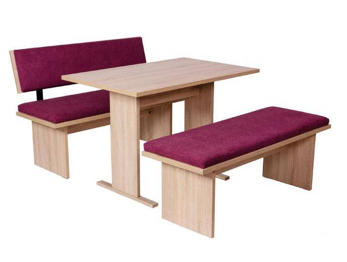 kundler home Essgruppe Sitzbank mit Lehne, Küchenbank gepolstert L:125cm, Esstisch Set 3-tlg., bestehend aus 1 Essbank mit Lehne, 1 Sitzbank, 1 Tisch von OTTO