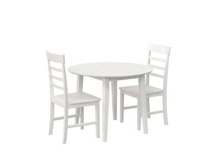loft24 Esszimmer-Set Brooks, (Set, 3-St., 1 Esstisch mit 2 Esszimmerstühlen), runder Esstisch mit 2 Esszimmerstühlen im Landhaus Stil, weiß, weiß von OTTO