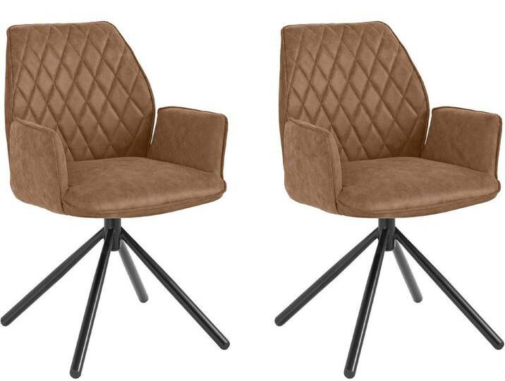 loft24 Esszimmerstuhl Pablo (2er-Set), mit Armlehne, braun, cognac von OTTO