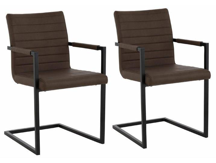 loft24 Freischwinger Sandra (2er-Set), pflegeleicht, braun, mit Armlehne, braun von OTTO