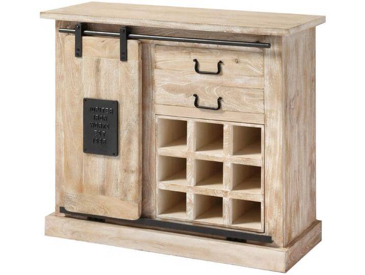 loft24 Sideboard Traute, Hausbar, Weinschrank, Flaschenregal, Mangoholz, Industrial, beige von OTTO