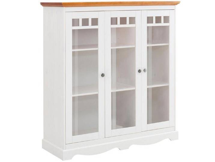 loft24 Vitrine Monty Standvitrine, Vitrinenschrank, 3 Glastüren, Kiefer, Landhausstil, weiß, weiß/honig loft24 Vitrine Monty Standvitrine, Vitrinenschrank, 3 Glastüren, Kiefer, Landhausstil, weiß, weiß/honig von OTTO