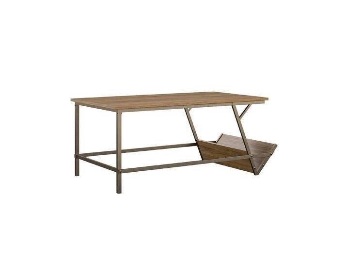 loft24 Wohnzimmertisch Regal, Couchtisch mit Metallgestell und Zeitschriftenablage, braun von OTTO