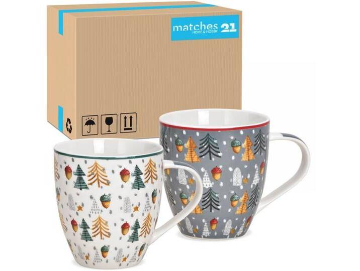 matches21 HOME & HOBBY Tasse Große Weihnachtstassen 24er Set Bäume Kaffeetassen, Porzellan von OTTO