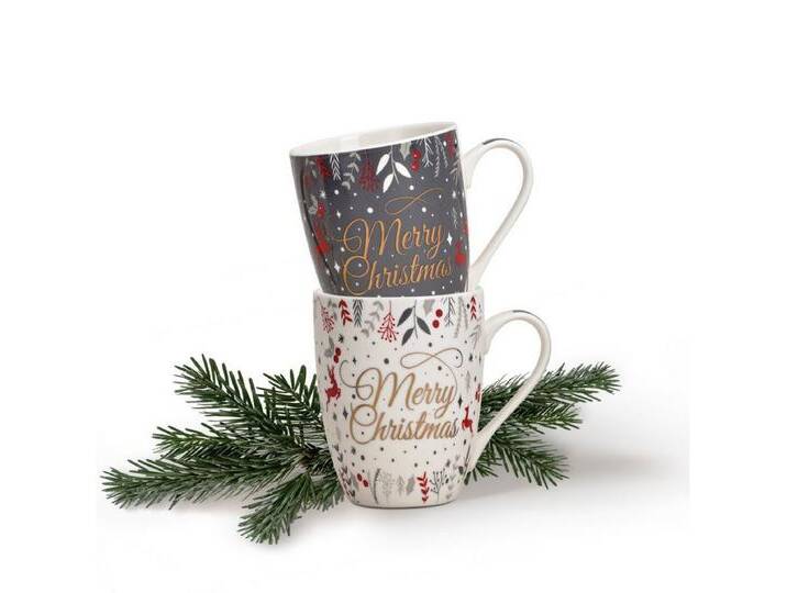 matches21 HOME & HOBBY Tasse Weihnachtassen 36er Set mit Spruch Merry Christmas Kaffeetassen, Porzellan von OTTO