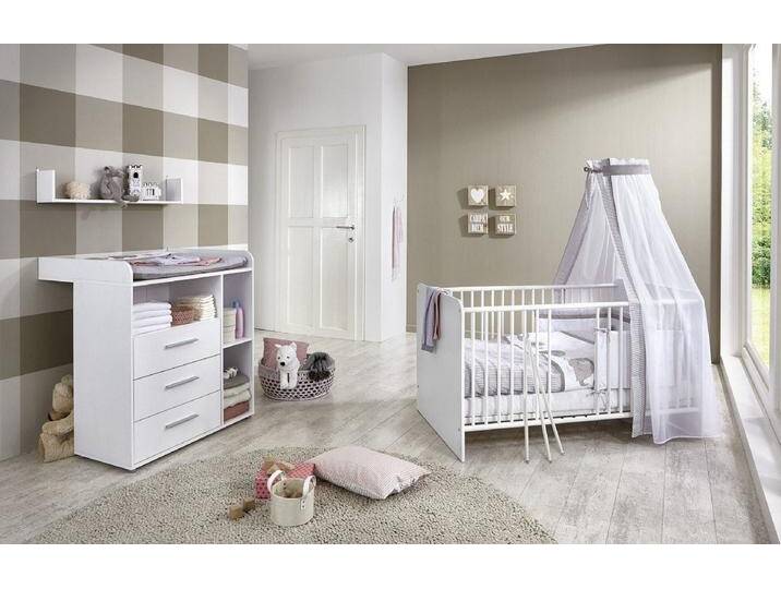 moebel-dich-auf Babyzimmer-Komplettset KIM 5, (in weiß, Babybett + Wickelkommode), Umbauseiten-Set oder Textil-Set, ohne Umbauseiten-Set von OTTO