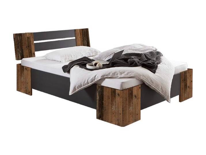 moebel-dich-auf Futonbett LINZ (Bett 140x200, in verschiedenen Farben), Made in Germany, braun, Mit Rollrost, Old Style / anthrazit von OTTO