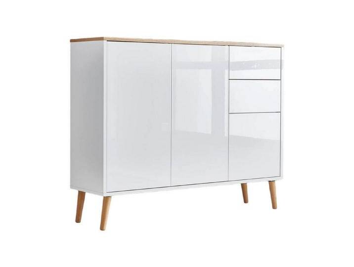 moebel-dich-auf Sideboard BEN 10 (4 Holzfüße, in verschiedenen Farben), Push-to-open-Funktion, weiß, weiß / weiß Hochglanz von OTTO