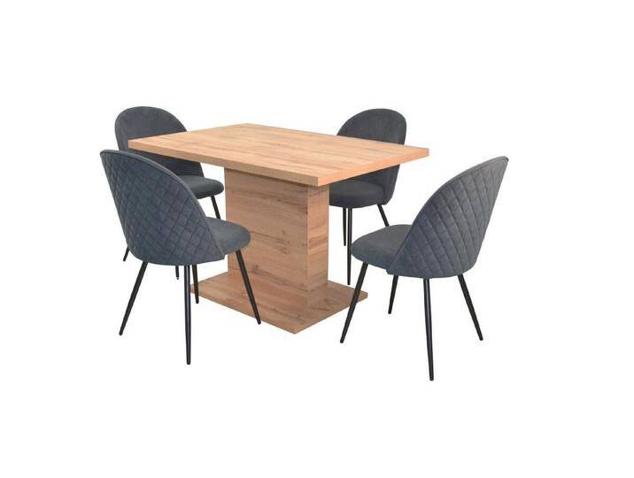 moebel-direkt-online Essgruppe 5teilige Tischgruppe, bestehend aus Esstisch, ausziehbar und 4 Stühlen, (Spar-Set, 5teiliges Set), grau, grau von OTTO