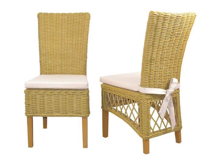 moebel-direkt-online Rattanstuhl 2Rattanstühle inklusive Sitzkissen (2er-Set), 2er-Set mit Sitzkissen, beige, beigefarben von OTTO
