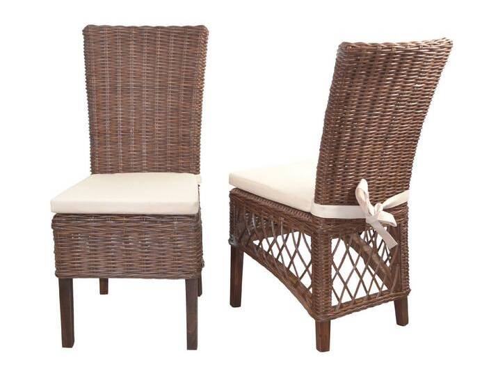 moebel-direkt-online Rattanstuhl 2Rattanstühle inklusive Sitzkissen (2er-Set), 2er-Set mit Sitzkissen, braun, braun von OTTO