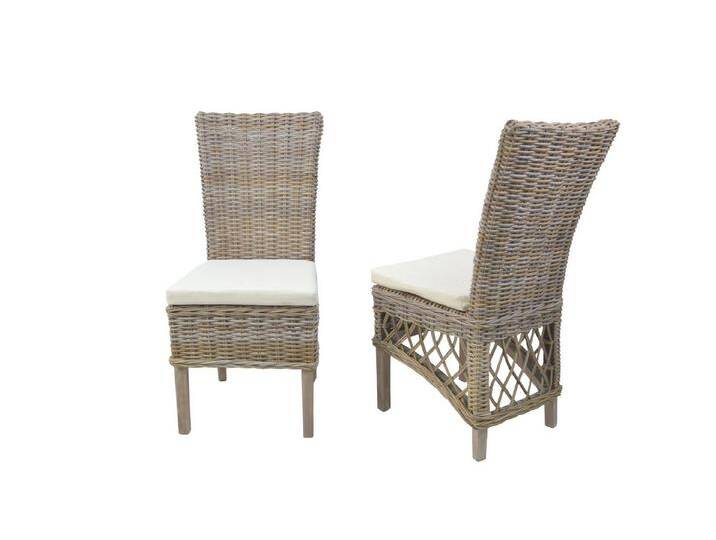 moebel-direkt-online Rattanstuhl 2Rattanstühle inklusive Sitzkissen (2er-Set), 2er-Set mit Sitzkissen, grau, Kubu grau von OTTO
