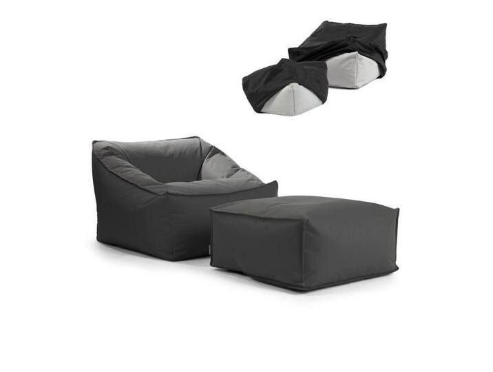 mokebo Sitzsack Der Sunnyboy (mit Hocker), Bean Bag Outdoor für Kinder & Erwachsene, Gartenliege in Anthrazit, schwarz, Anthrazit von OTTO