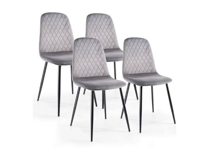 oyajia Esszimmerstuhl 4er Set Esszimmerstuhl Küchenstuhl, Metall Beine, Samt Polsterstuhl (4 St), Retro-Design, elegant bequemer Schalenstuhl, grau von OTTO