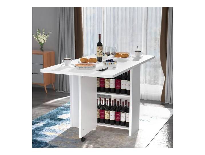 oyajia Klapptisch Klappbarer Esstisch mit 2 Rollen und klappbarer Tischplatte (Moderner Klapptisch, leicht verschiebbar & flexibel), Mobiler Klapptisch, mit 2 Ablagen,140 x 75 x 74.2 cm von OTTO