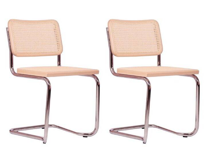 pemora Freischwinger Schwingstuhl Stapelstuhl 2-er Set JENA Wiener Geflecht montiert, beige, natur von OTTO