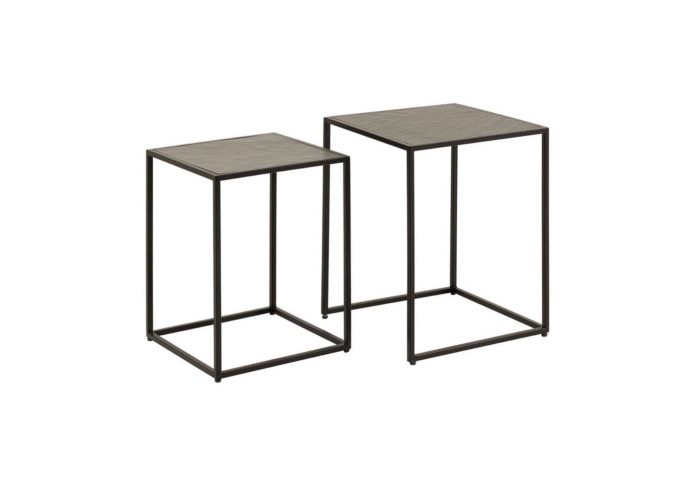 riess-ambiente Beistelltisch MOUNTAIN SOUL 60cm schwarz · Wohnzimmertische mit Naturstein-Platte (Set, 2-St), Metall-Gestell · quadratisch · Satztische · Industrial Design von riess-ambiente
