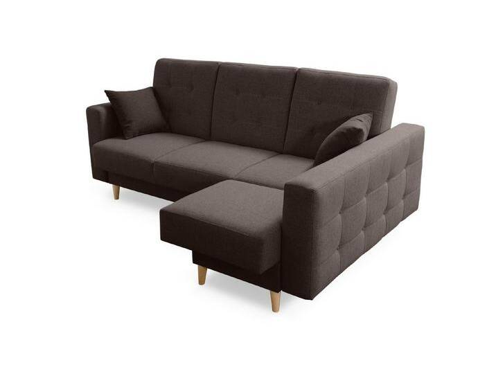 robin Ecksofa Hilton Schlafsofa mit Bettkasten 2 Kissen Sofa L-Form Funktionssofa, RIGT, MARRON von OTTO