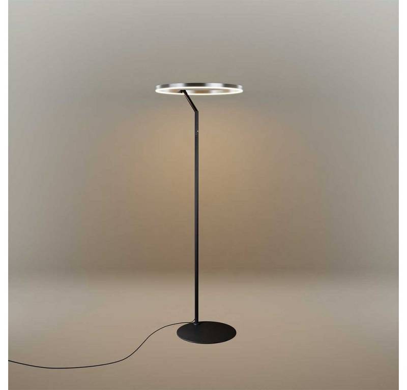 s.luce Stehlampe Ring LED-Stehleuchte Ø 60cm mit Touchdimmer Alu-Gebürstet, Schwarz, Warmweiß von s.luce