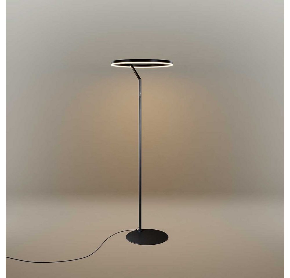 s.luce Stehlampe Ring LED-Stehleuchte Ø 60cm mit Touchdimmer Schwarz, Warmweiß von s.luce