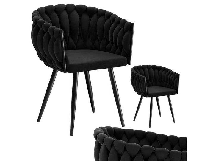 skølm Esszimmerstuhl Sudri mit Samtbezug gepolstert (2er Set, schwarz, Metalllgestell), Armlehnenstühle in Flecht-Look, verfügbar als 4er/6er Set, schwarz von OTTO