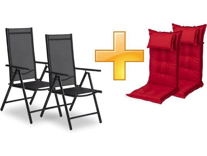 sunnypillow Gartenstuhl Gartenstühle mit Gartenstuhlauflagen, 120 x 50cm, 2er Set, rot, 2er Set, Rot von OTTO