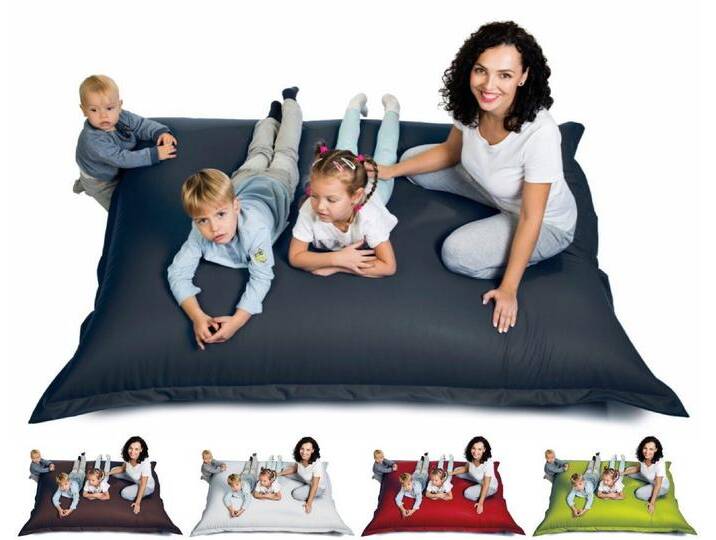sunnypillow Sitzsack aus Kunstleder Outdoor & Indoor für Kinder & Erwachsene, 180 x 145 cm mit 380L Styropor Füllung, grau, Anthrazit von OTTO
