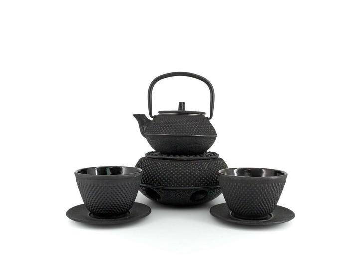 teayumi Teekanne ARARE Tetsubin Kombi-Set Gusseisenkanne 300 ml Schwarz, 0.3 l, (Kombi-Set, 8-teilig), mit herausnehmbaren Edelstahlsieb, mit Henkel von OTTO