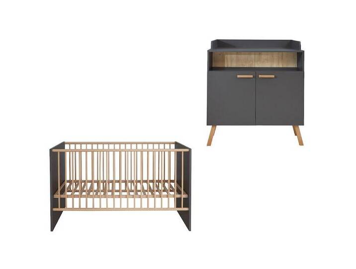 trendteam Babymöbel-Set, Babyzimmer-Set Babybett und Wickelkommode mit Wickelaufsatz in Grau, grau trendteam Babymöbel-Set, Babyzimmer-Set Babybett und Wickelkommode mit Wickelaufsatz in Grau, grau von OTTO