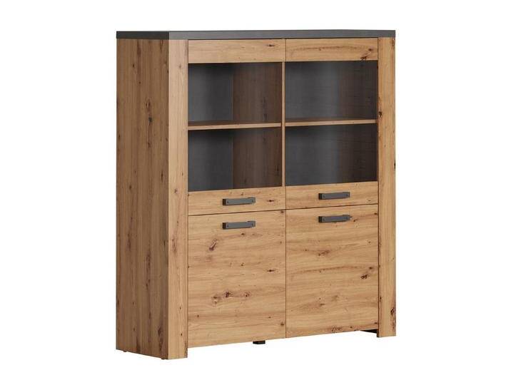 trendteam Highboard Follow, Schrank Vitrine Kommode Vitrinenschrank Natur/Anthrazit 127x139x40cm, beige von OTTO