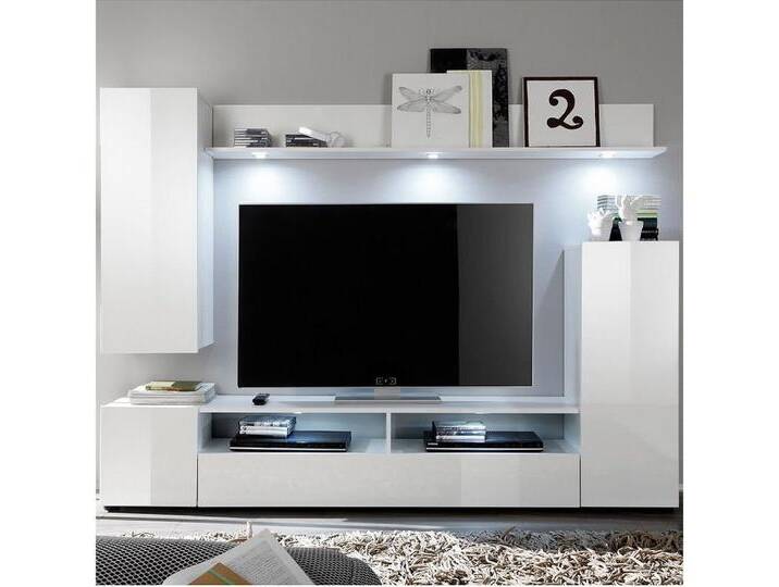 trendteam Wohnwand, Schrankwand TV-Möbel Fernsehschrank Anbauwand Weiß 208x165x34cm, weiß trendteam Wohnwand, Schrankwand TV-Möbel Fernsehschrank Anbauwand Weiß 208x165x34cm, weiß von OTTO