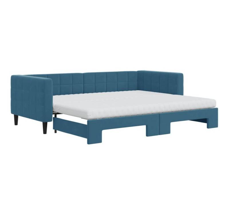 vidaXL Gästebett Gästebett Tagesbett Ausziehbar mit Matratzen Blau 90x200 cm Samt Bett von vidaXL