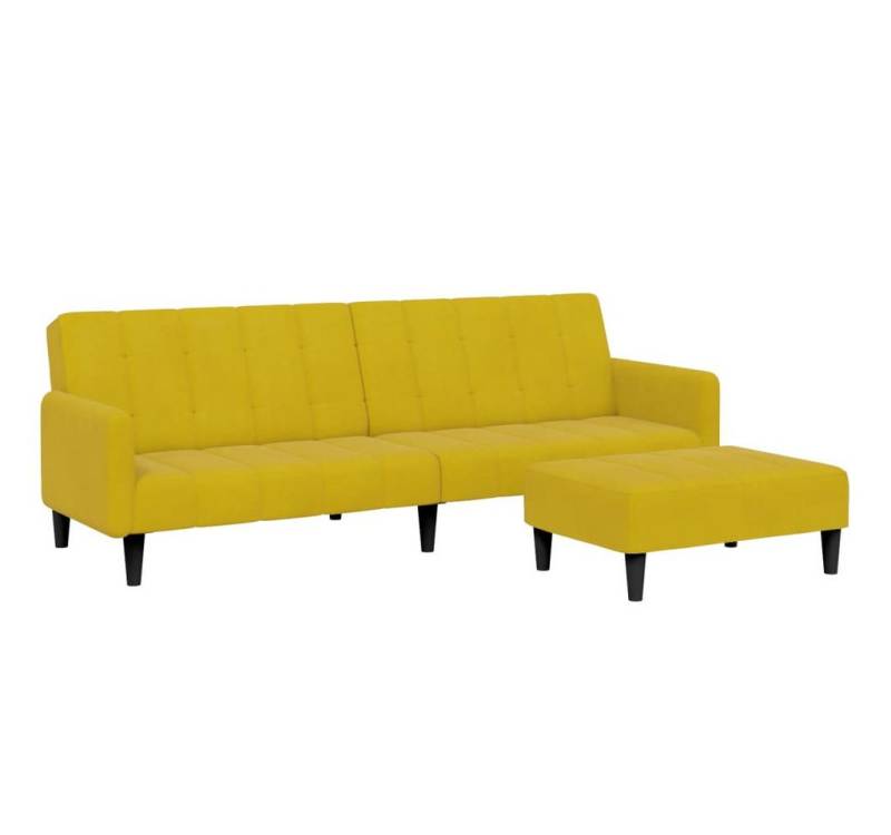 vidaXL Sofa Schlafsofa 2-Sitzer mit Fußhocker Gelb Samt von vidaXL