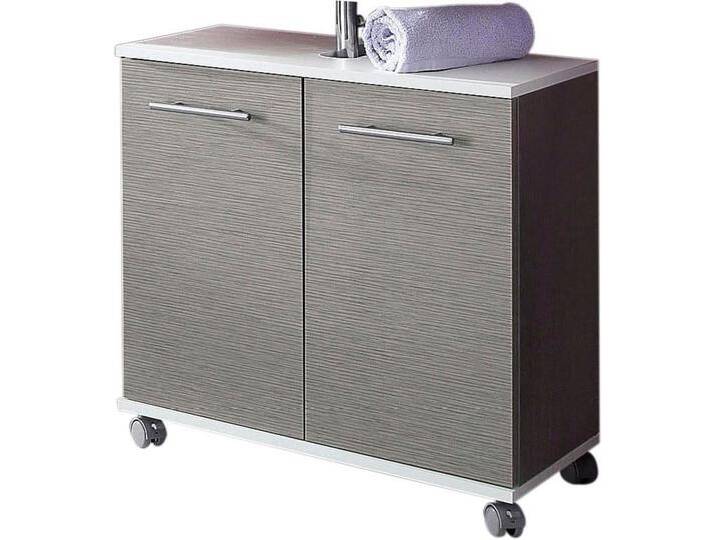 welltime Waschbeckenunterschrank Emmi, Breite 59 cm Siphonausschnitt, Metallbeschläge, grau, melaminharzbeschichtet von OTTO